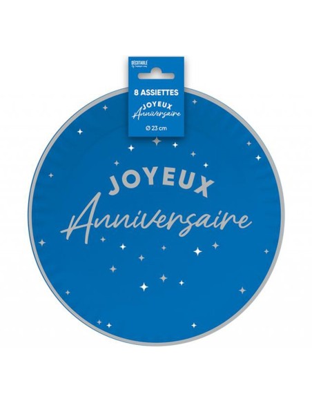 Assiettes Joyeux Anniversaire colorées 23cm pour adultes et enfants
