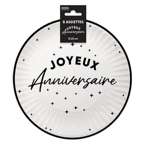 Assiettes Joyeux Anniversaire colorées 23cm pour adultes et enfants