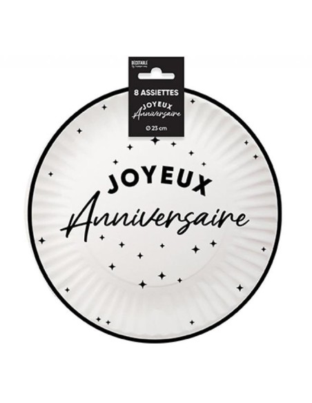 Assiettes Joyeux Anniversaire colorées 23cm pour adultes et enfants