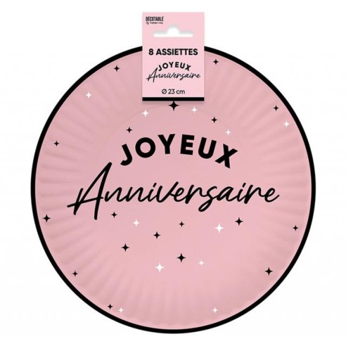 Assiettes Joyeux Anniversaire colorées 23cm pour adultes et enfants