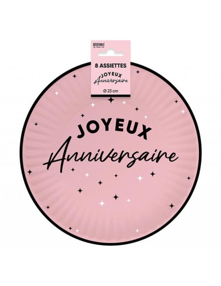 Assiettes Joyeux Anniversaire colorées 23cm pour adultes et enfants