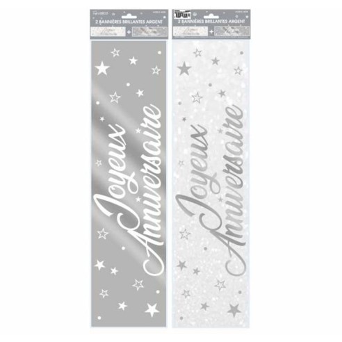 2 bannières couleur Joyeux Anniversaire 60cm pour décoration