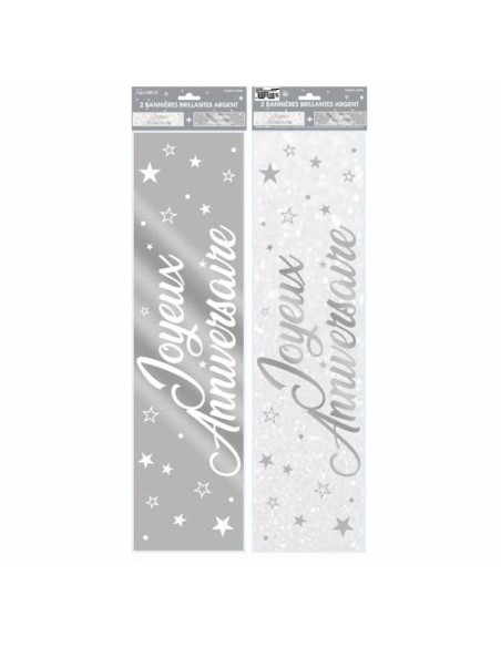 2 bannières couleur Joyeux Anniversaire 60cm pour décoration