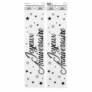 2 bannières couleur Joyeux Anniversaire 60cm pour décoration