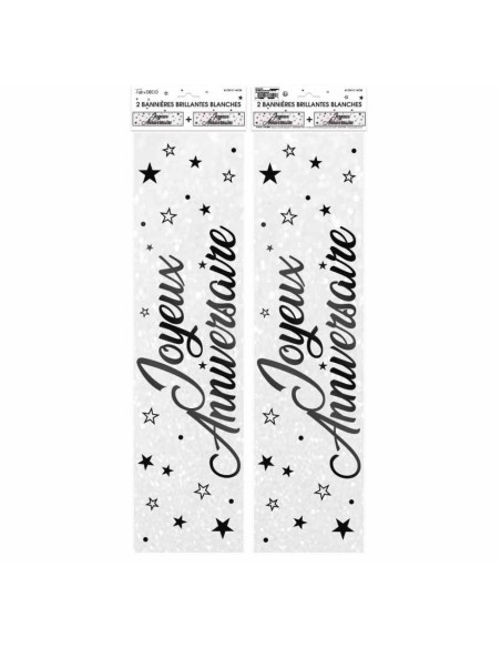 2 bannières couleur Joyeux Anniversaire 60cm pour décoration