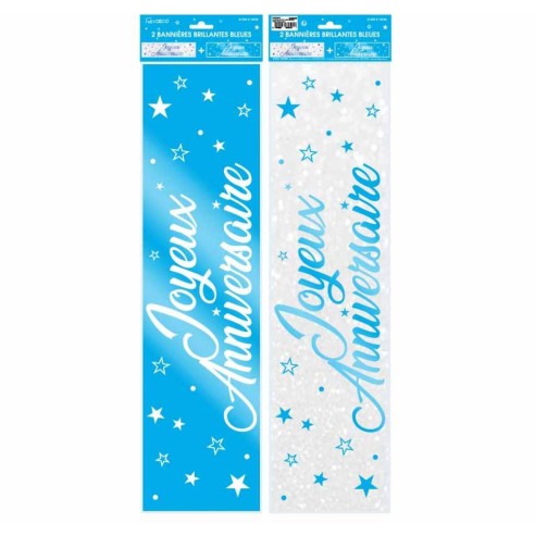 2 bannières couleur Joyeux Anniversaire 60cm pour décoration
