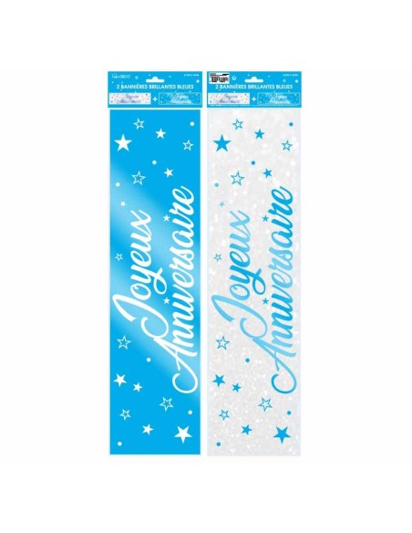 2 bannières couleur Joyeux Anniversaire 60cm pour décoration