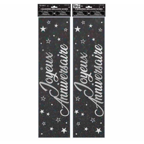 2 bannières couleur Joyeux Anniversaire 60cm pour décoration