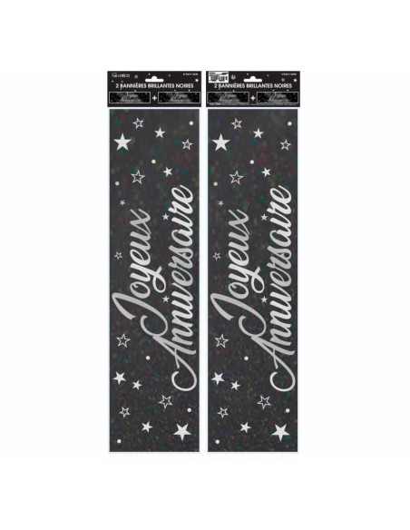 2 bannières couleur Joyeux Anniversaire 60cm pour décoration