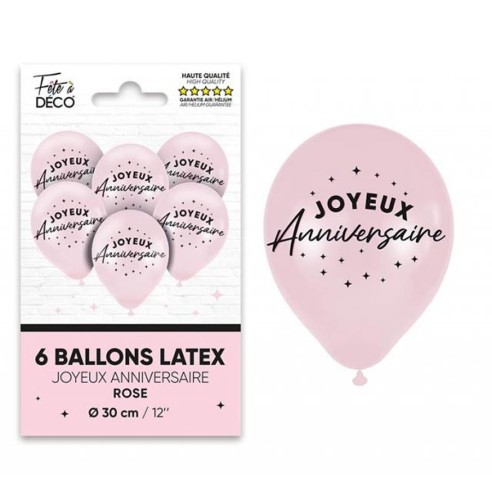 6 ballons Joyeux Anniversaire colorés pour adultes et enfants