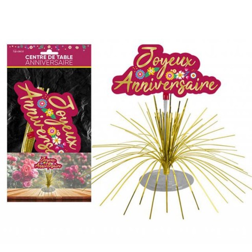 Centre de table thème floral Joyeux Anniversaire