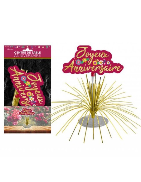 Centre de table thème floral Joyeux Anniversaire