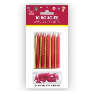 10 bougies thème floral pour déco de gâteau d'anniversaire