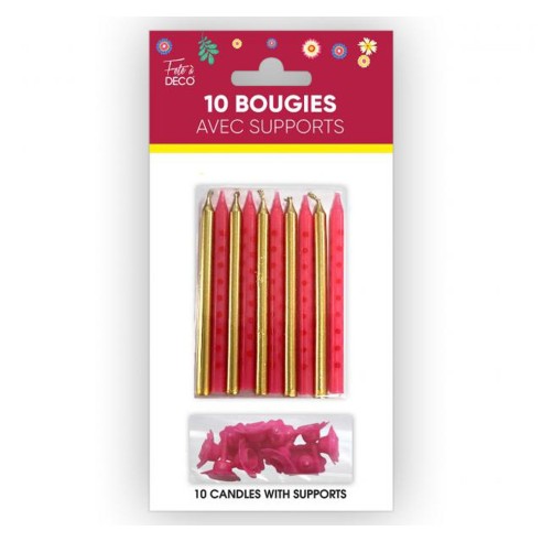 10 bougies thème floral pour déco de gâteau d'anniversaire