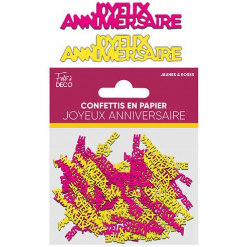 Confettis de table Joyeux Anniversaire thème floral pour déco de table