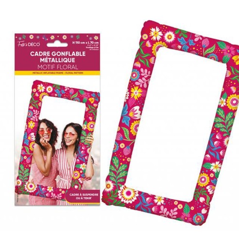 Cadre photo gonflable métallique thème floral pour séance photo