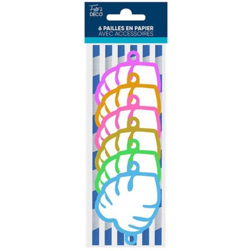 12 pailles thème tropical Joyeux Anniversaire pour décoration de table