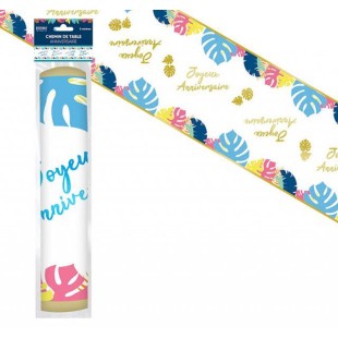 Chemin de table thème tropical Joyeux Anniversaire déco de table