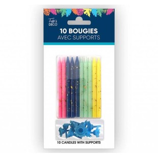 10 bougies thème tropical pour déco de gâteau d'anniversaire