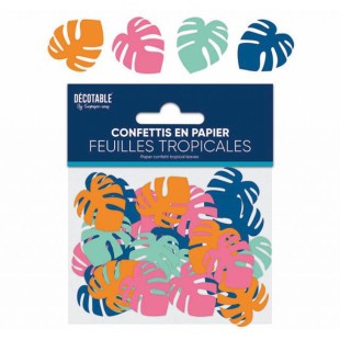 Confettis de table feuilles de palmier thème tropical pour déco de table