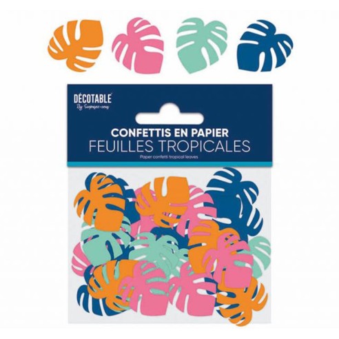 Confettis de table feuilles de palmier thème tropical pour déco de table