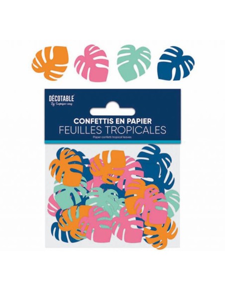 Confettis de table feuilles de palmier thème tropical pour déco de table