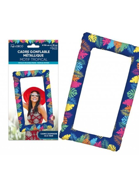 Cadre photo gonflable métallique thème tropical pour séance photo