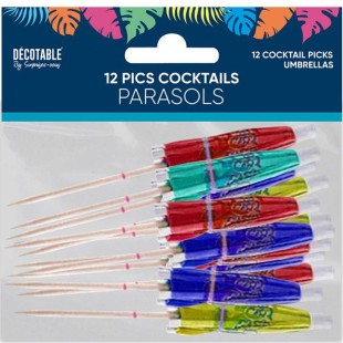 12 pics cocktail parasol thème tropical pour décoration de table