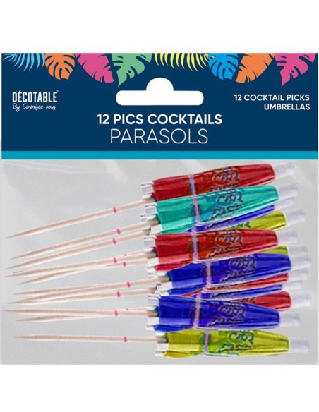 12 pics cocktail parasol thème tropical pour décoration de table