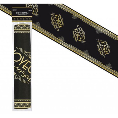 Chemin de table thème Art Déco Joyeux Anniversaire pour un style rétro