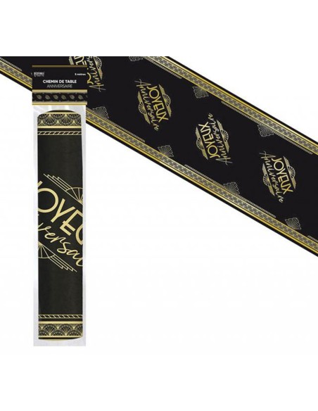 Chemin de table thème Art Déco Joyeux Anniversaire pour un style rétro