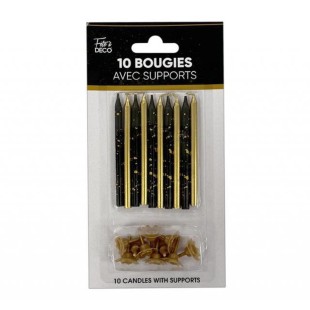 10 bougies thème Art Déco pour gâteau d'anniversaire