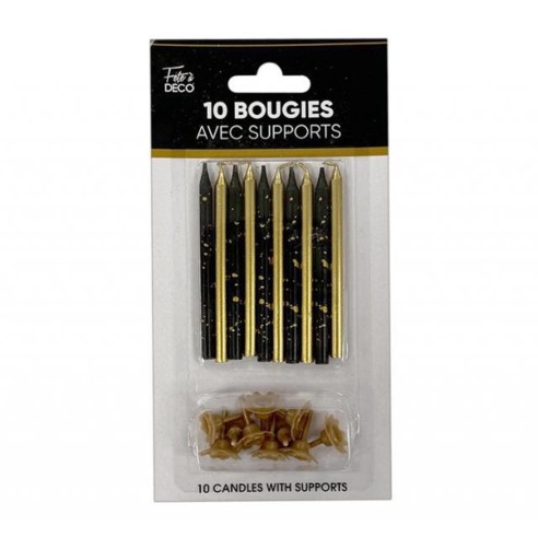 10 bougies thème Art Déco pour gâteau d'anniversaire