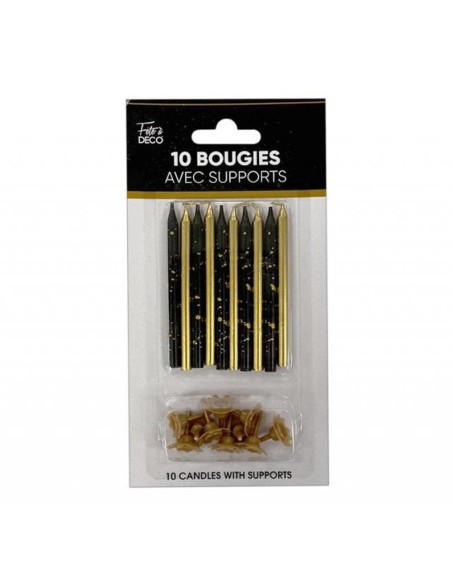 10 bougies thème Art Déco pour gâteau d'anniversaire