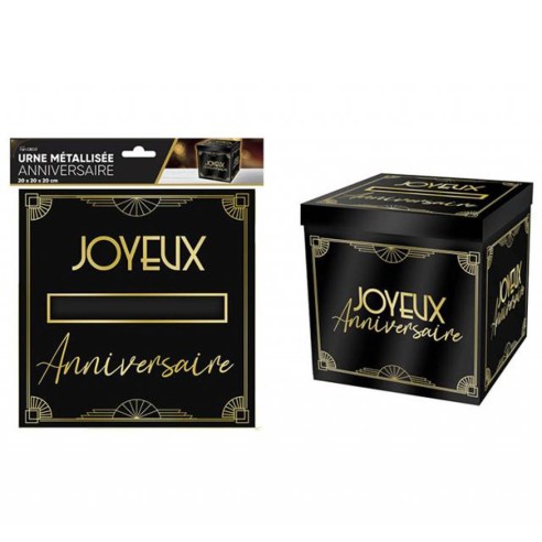 Urne Joyeux Anniversaire thème Art Déco pour enveloppes