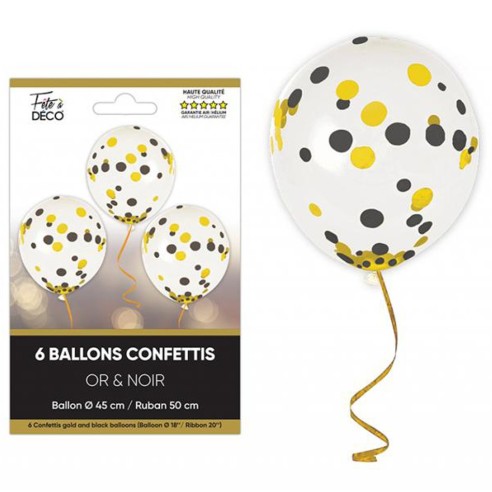 6 ballons confettis avec rubans thème Art Déco pour style rétro