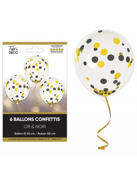 6 ballons confettis avec rubans thème Art Déco pour style rétro