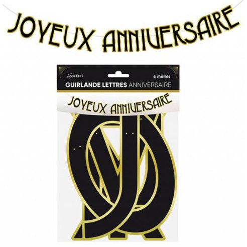 Guirlande lettres Joyeux Anniversaire thème Art Déco pour style rétro