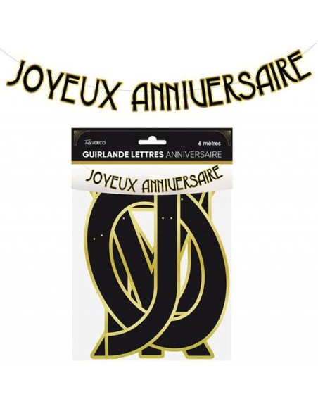 Guirlande lettres Joyeux Anniversaire thème Art Déco pour style rétro