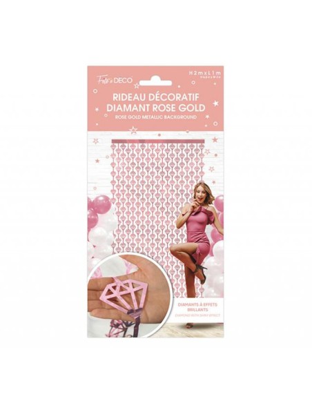 Rideau décoratif diamants rose gold à suspendre à une porte ou mur