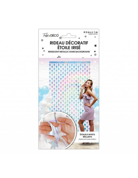 Rideau décoratif étoiles irisées à suspendre à une porte ou mur