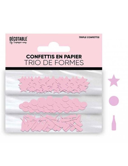 Confettis de table colorés en forme de rond, étoile et bouteille