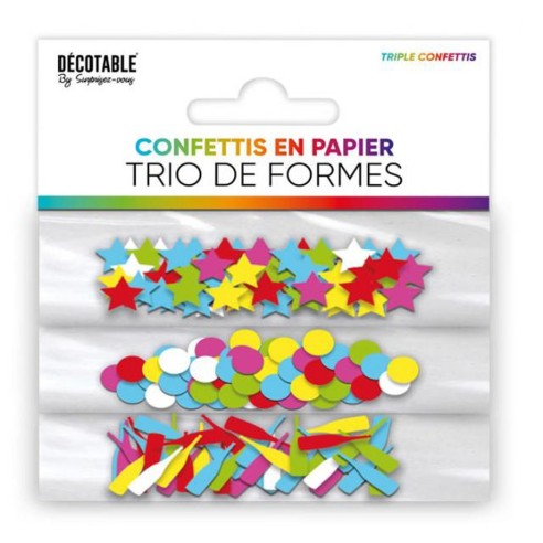 Confettis de table colorés en forme de rond, étoile et bouteille