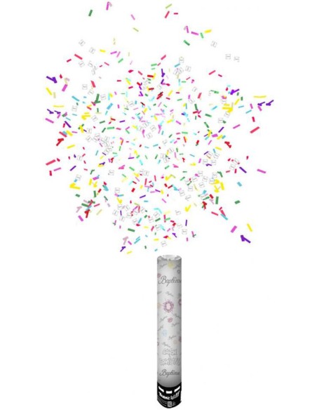 Canon à confettis baptême papier multicolore pour célébration