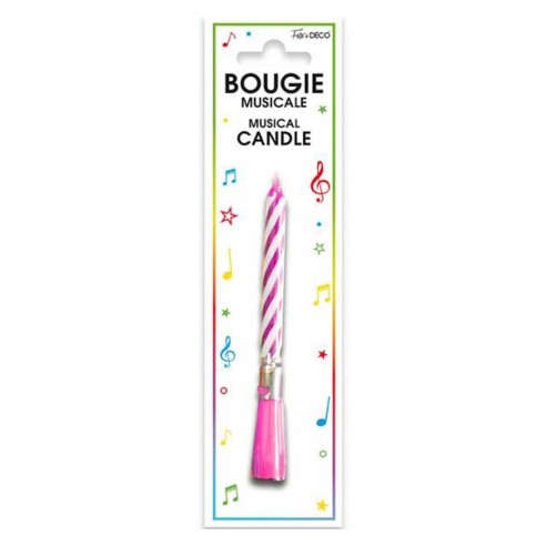 Bougie musicale anniversaire rose ou bleue pour garçon ou fille