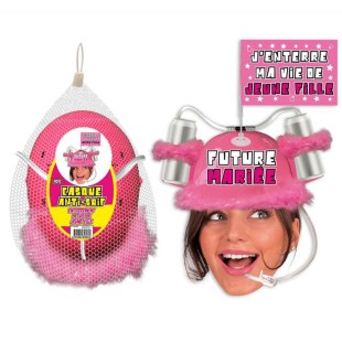 Casque rose EVJF future mariée anti-soif porte canettes