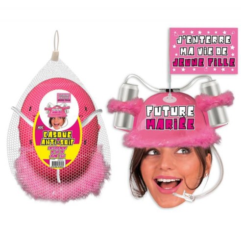 Casque rose EVJF future mariée anti-soif porte canettes