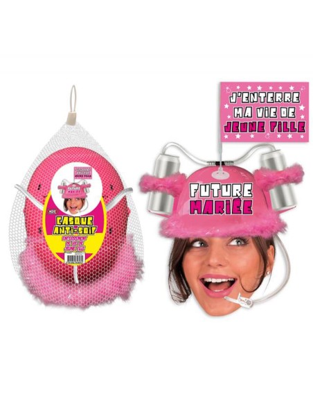 Casque rose EVJF future mariée anti-soif porte canettes