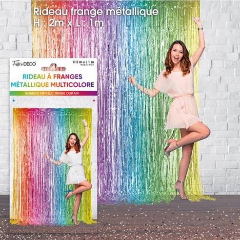 Rideau franges métal colorées pour décoration de salle et maison