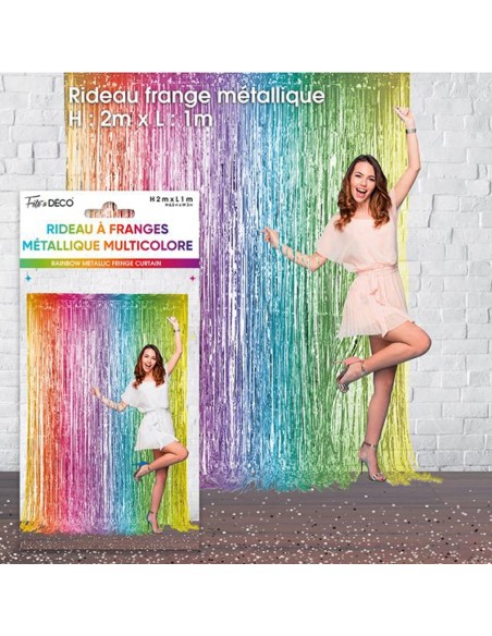 Rideau franges métal colorées pour décoration de salle et maison
